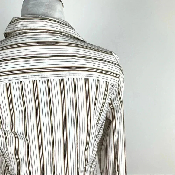 Ann Taylor loft petites womens top size 6P multicolored striped button down - Picture 5 of 9